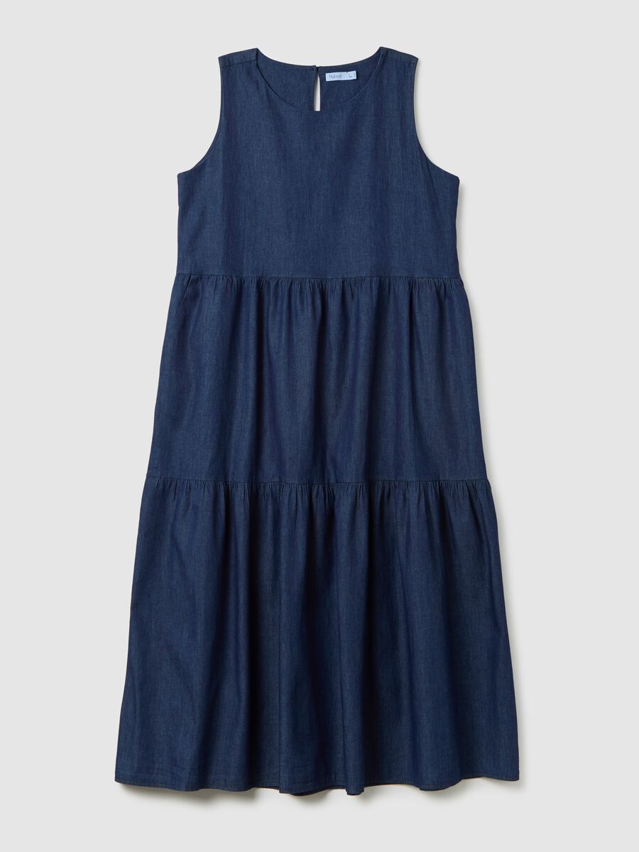 Women's Long Blue Pure Cotton Dress Regular Fit_4