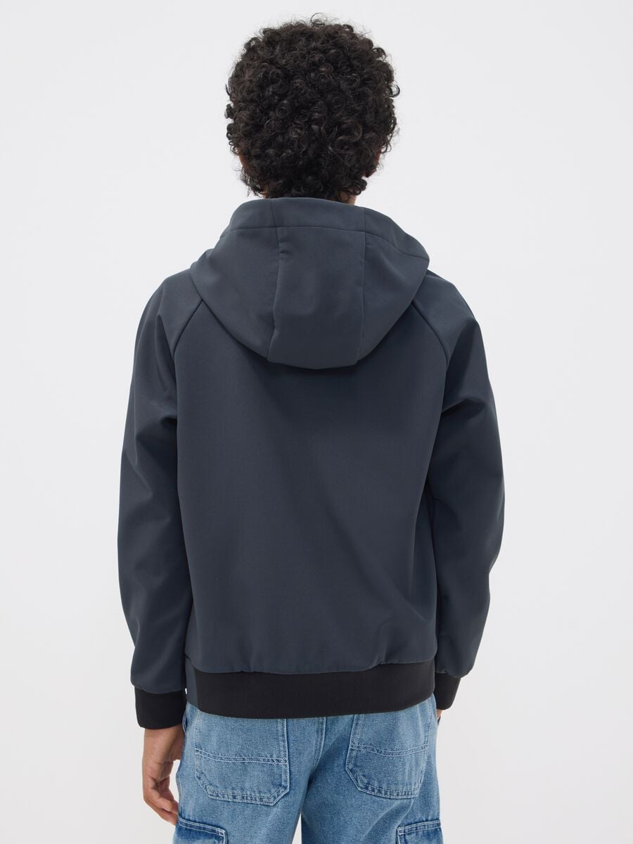 Grey hooded stretch-fabric jacket for boys_2