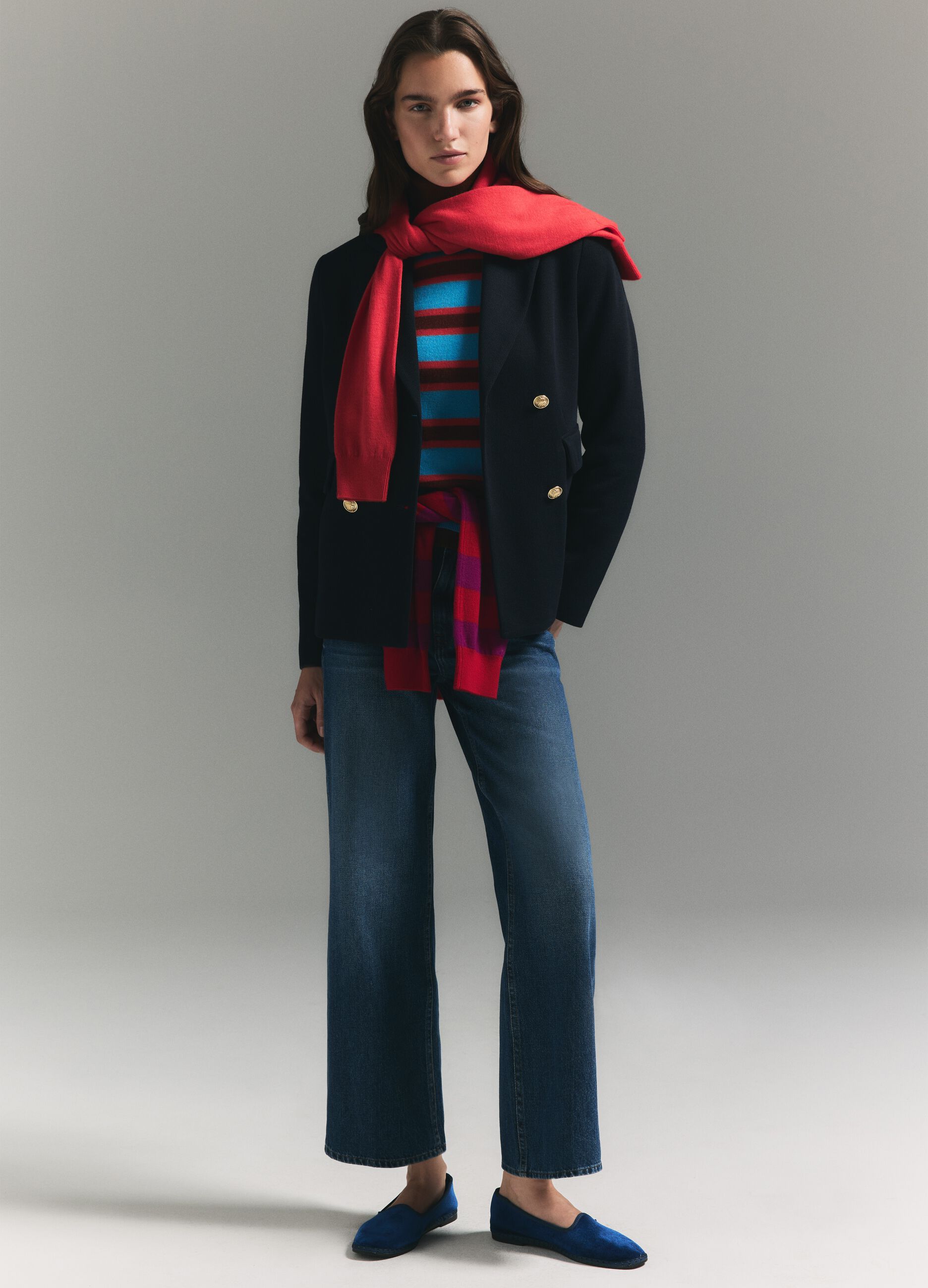 Multicolour striped jumper in pure wool