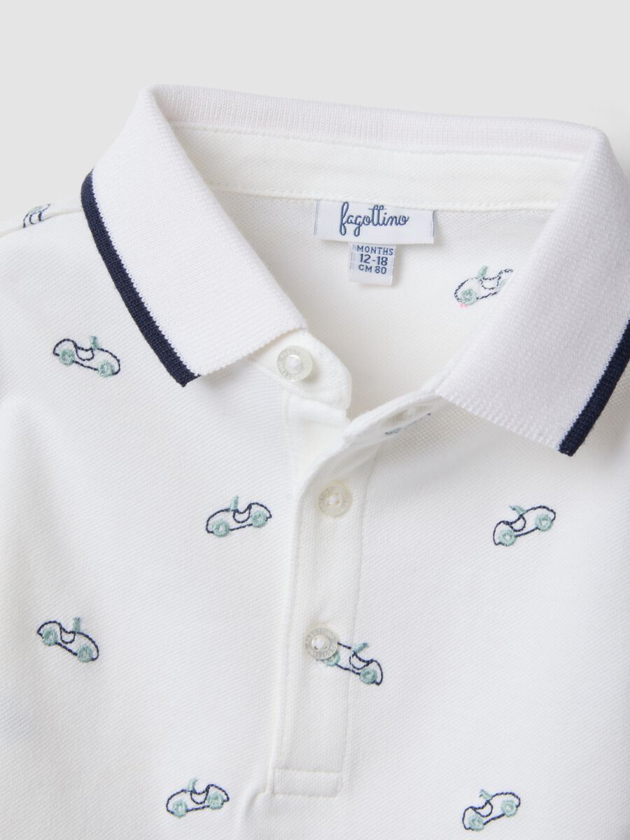 White short-sleeve stretch cotton polo shirt_3