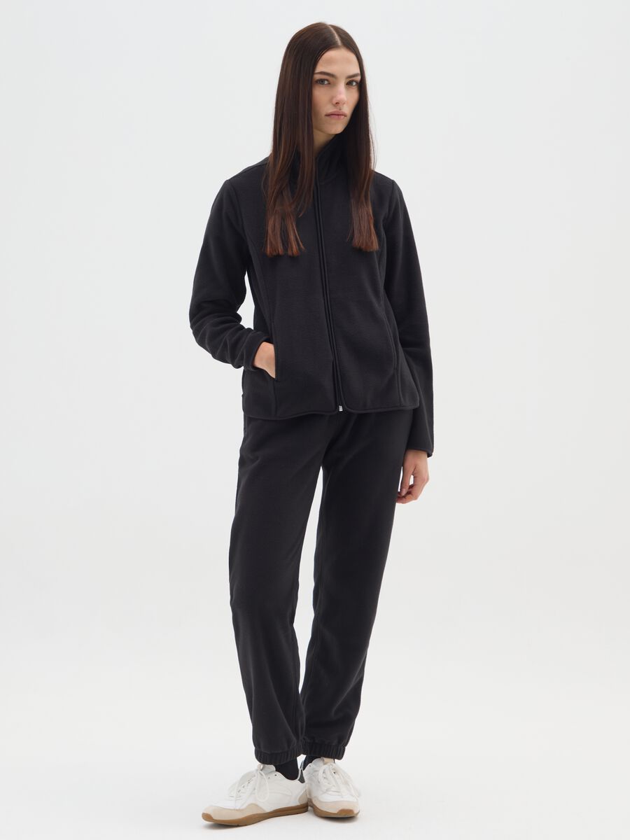 Felpa in pile nera vestibilità fitted e zip_1