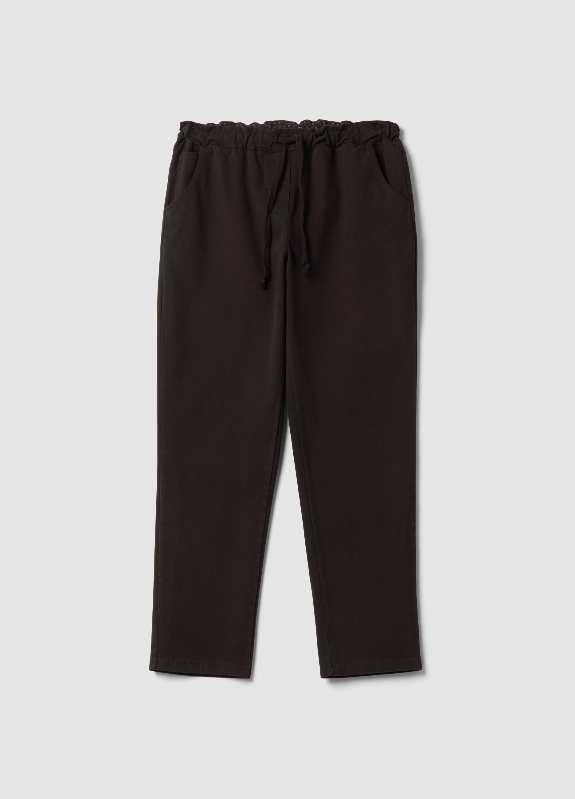 Pantaloni marroni in cotone elasticizzato regular fit