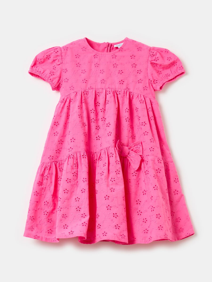 Broderie anglaise cotton dress with bow_0