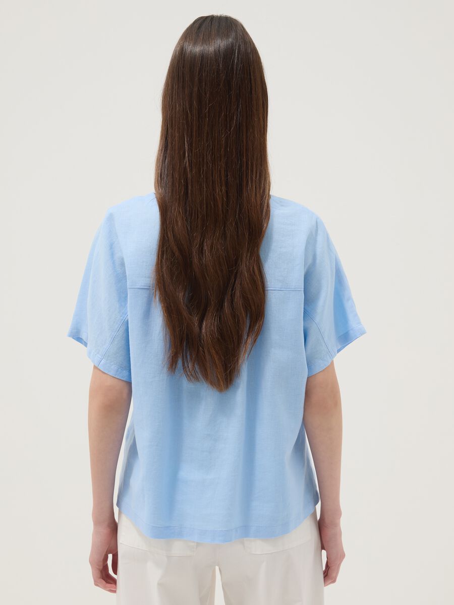 Light blue linen and viscose-blend blouse, regular fit_3