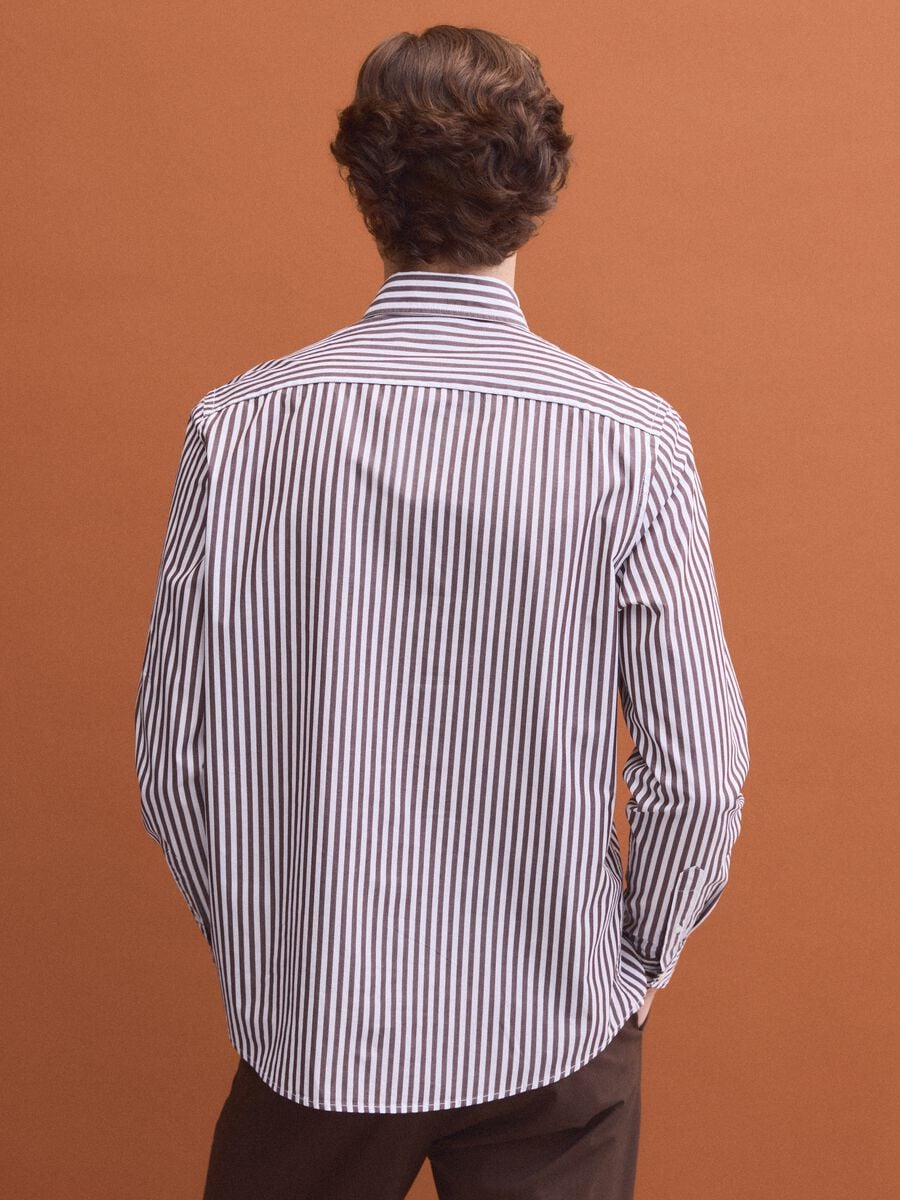 White pure cotton poplin striped shirt, regular fit_2
