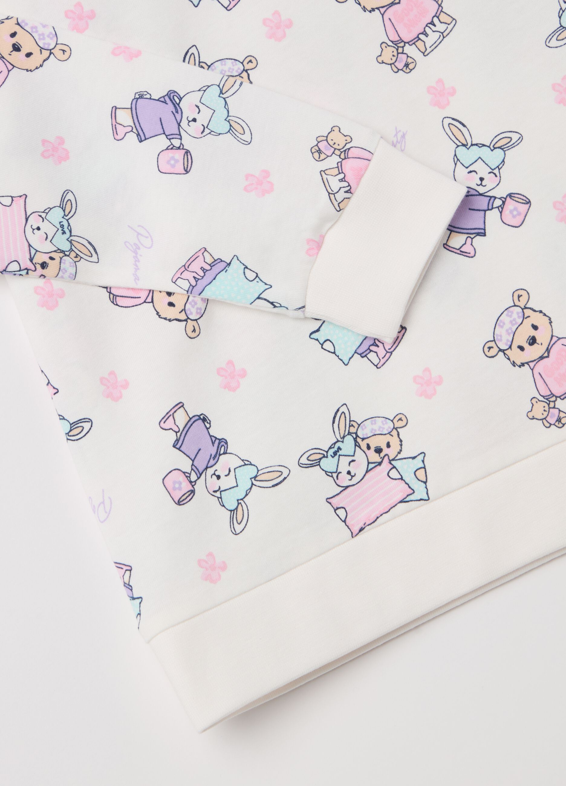 Pigiama in cotone bio con stampa all-over 