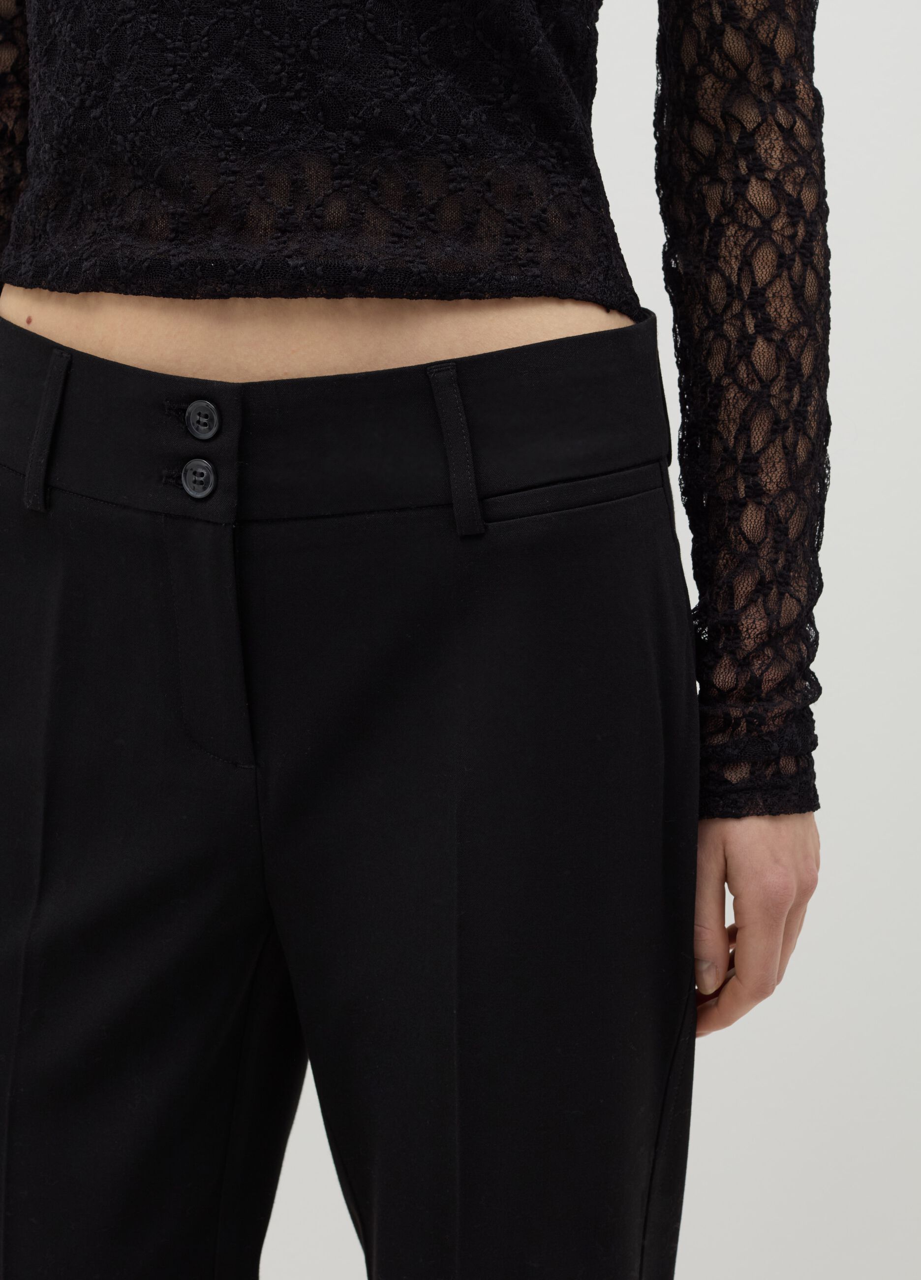 Pantalone flare fit con doppio bottone