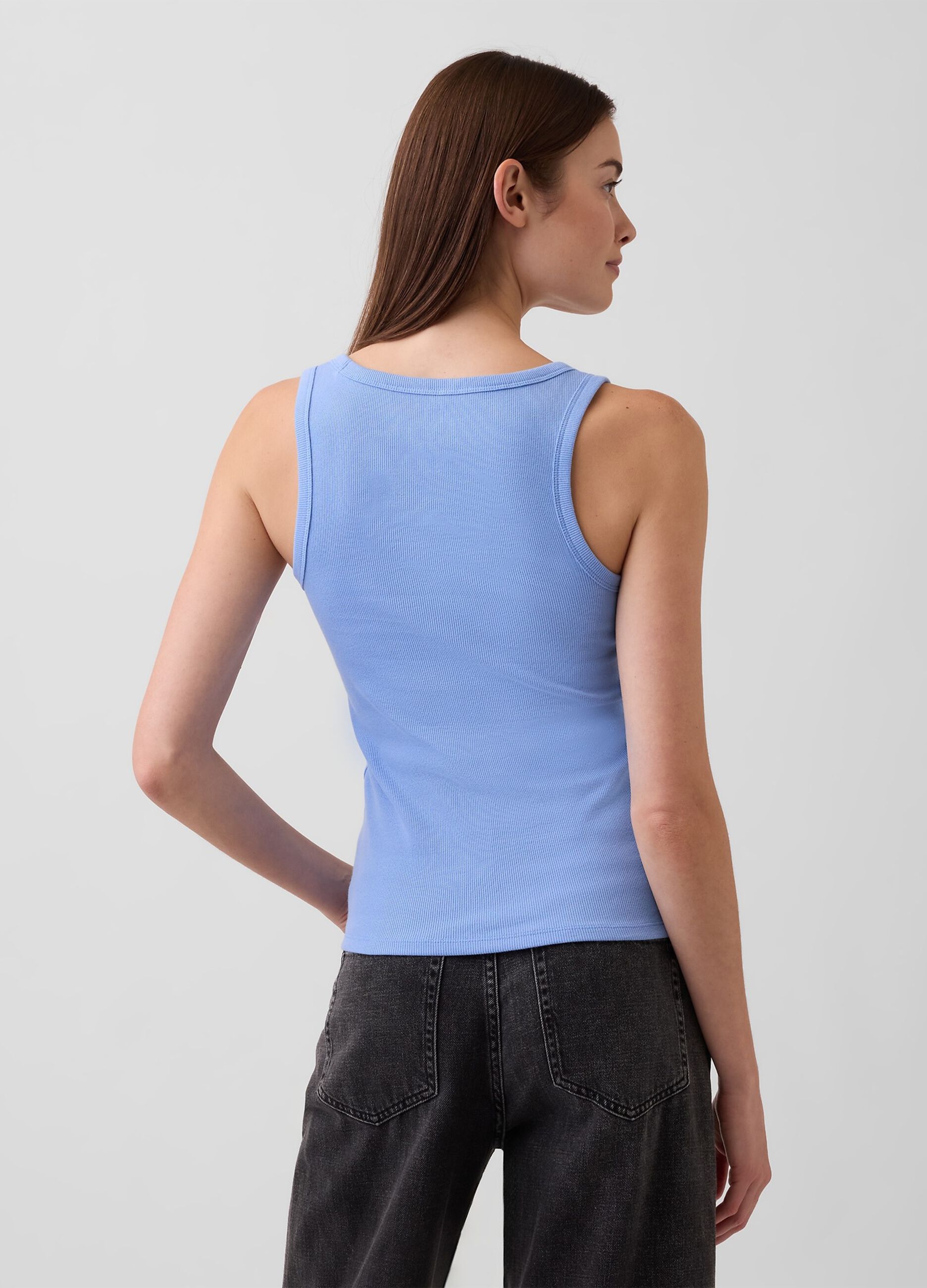 Stretch cotton tank top