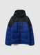 Blue padded jacket with hood and zip_4