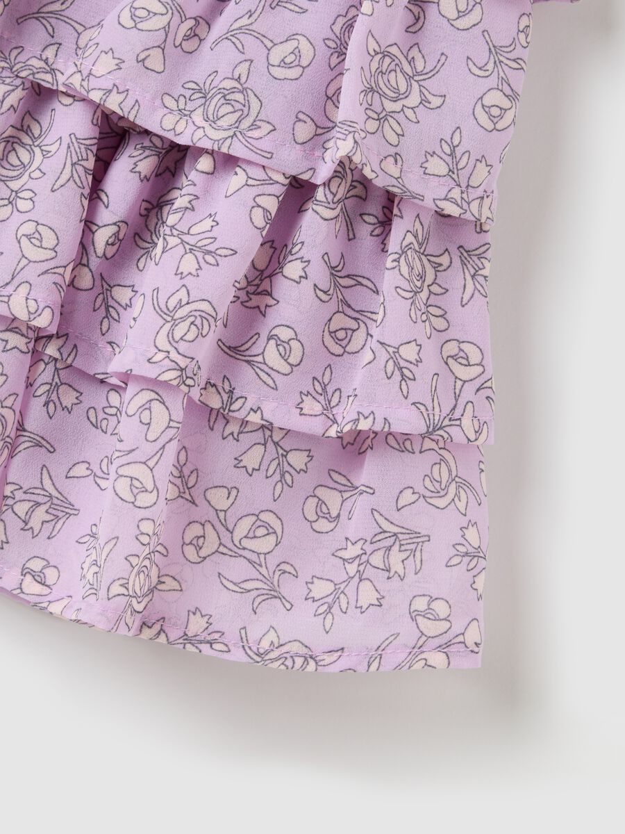 Girls' Mixed Skirt with Purple Floral Print_2