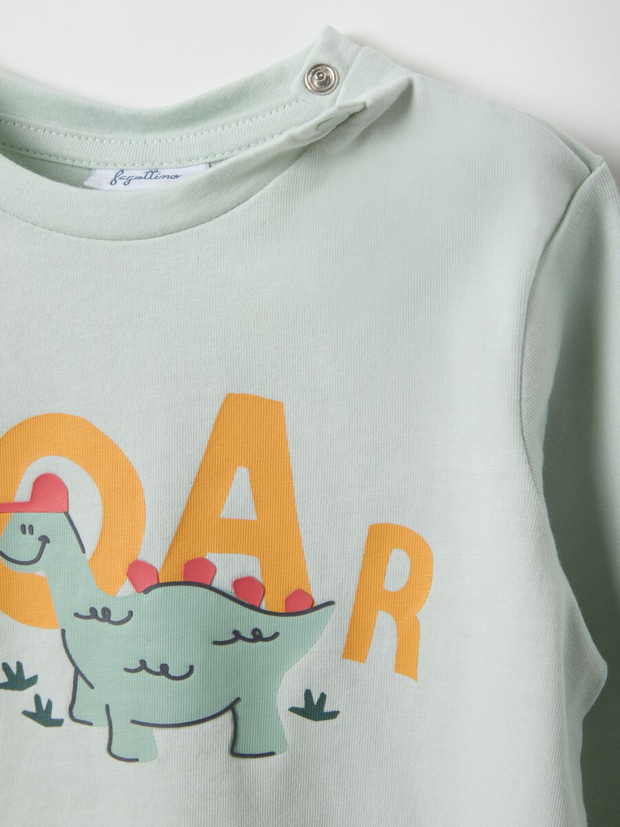 Baby regular fit green pure cotton t-shirt with print_2