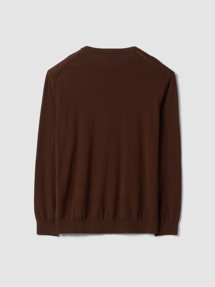 Brown crew-neck jumper in cotton and cashmere blend, regular fit_2