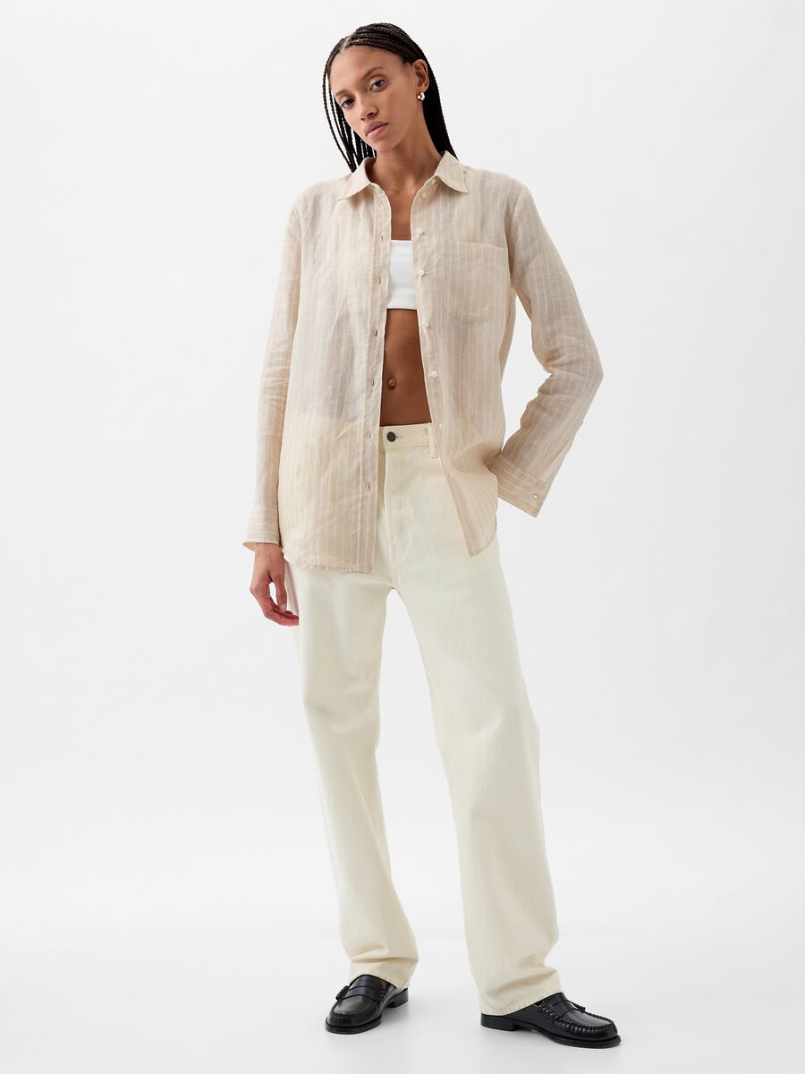 Boyfriend-fit shirt in linen with pocket_0
