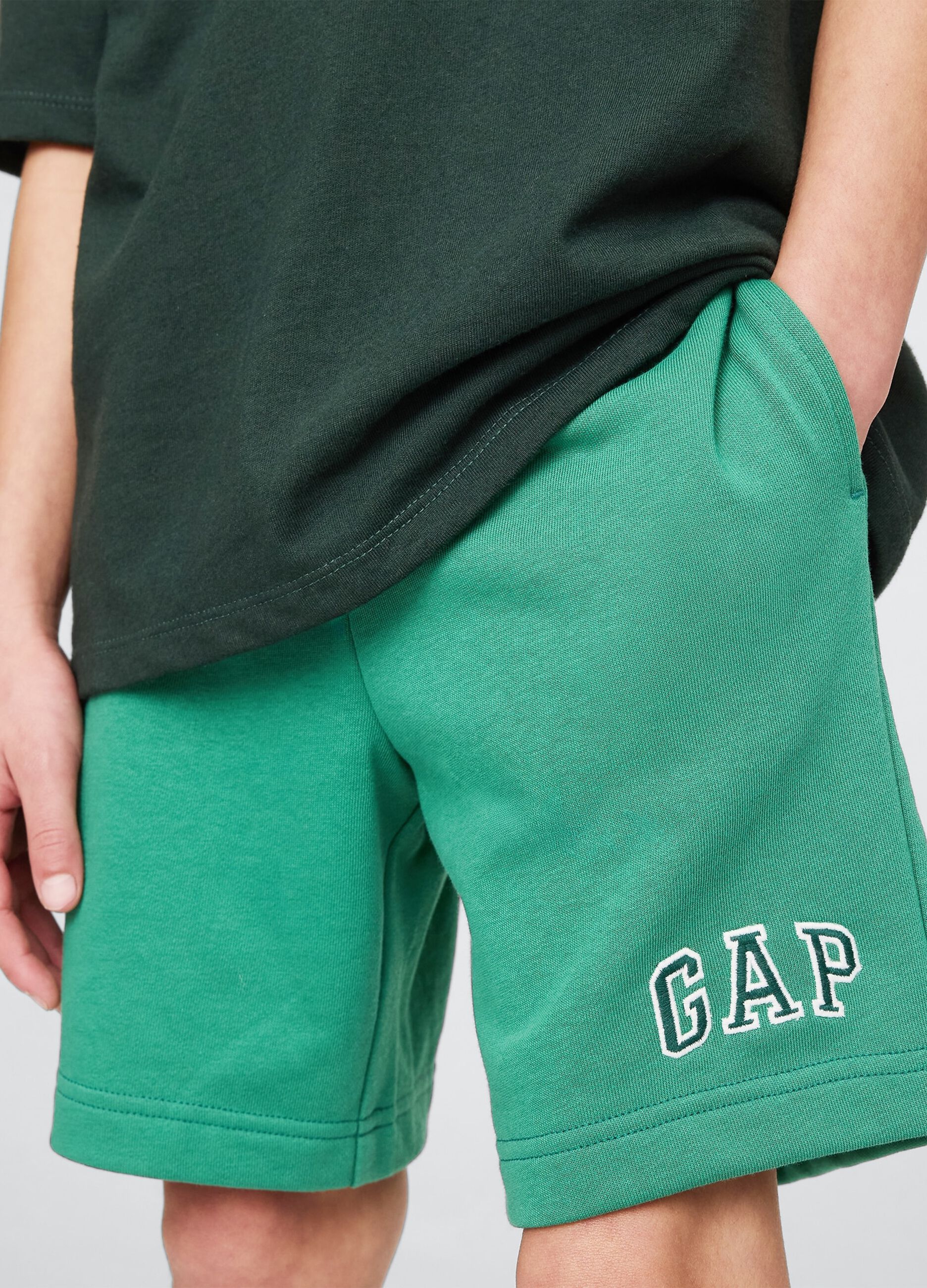 Green Cotton-Blend Shorts