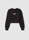 Girl's black crew-neck sweatshirt in pure cotton regular fit_3