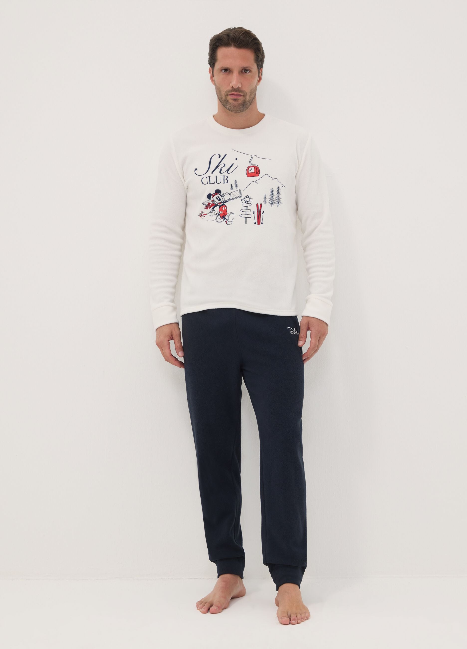Blue crew-neck pyjamas with Mickey & Friends print