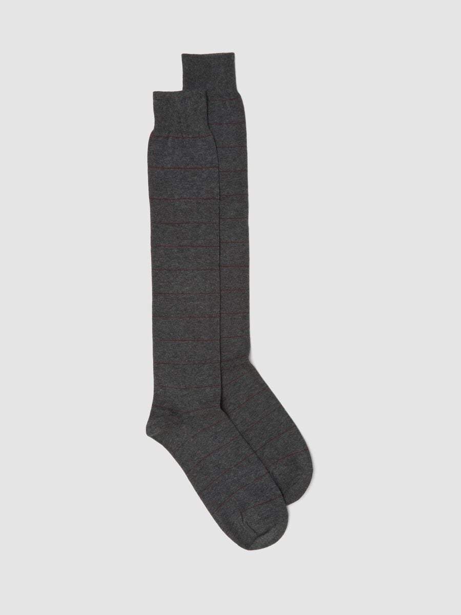Men&rsquo;s grey marl long socks in stretch cotton_0