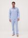 Blue striped pyjamas in pure organic cotton with collar_0