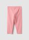 Pink stretchy cotton leggings for girls, slim fit_1