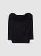 Black stretch viscose long sleeve top with boat neckline and regular fit_4
