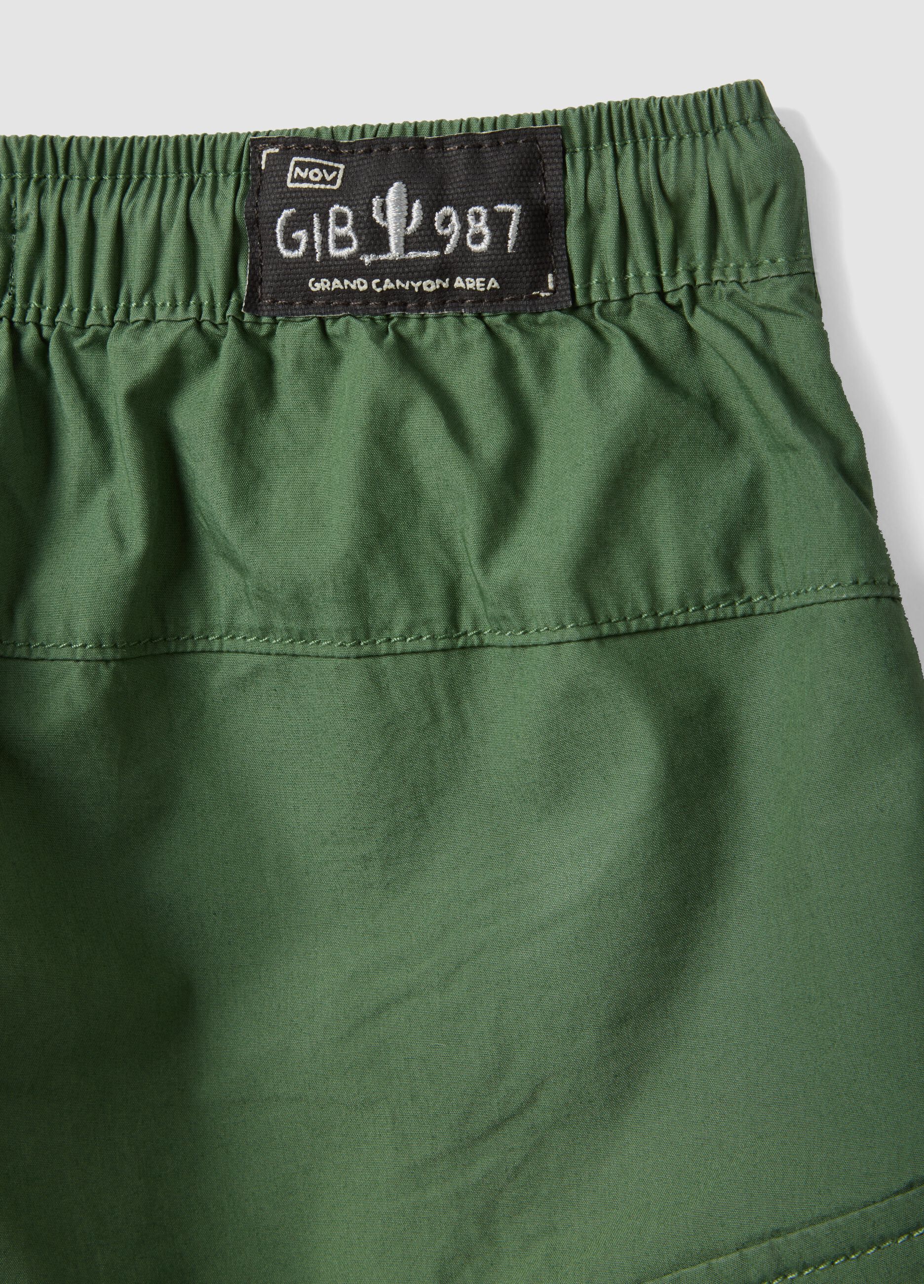 Green pure cotton cargo shorts