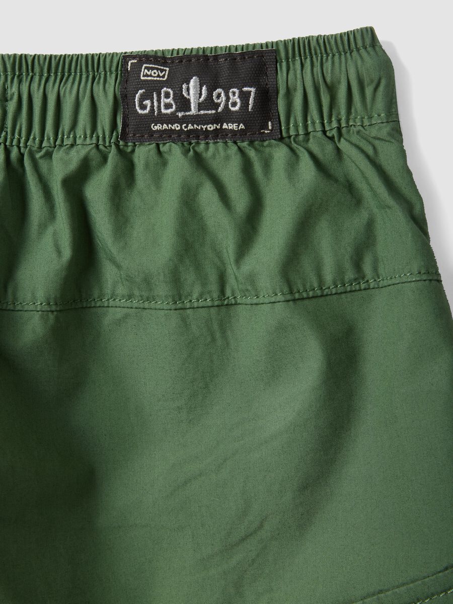 Green pure cotton cargo shorts_3