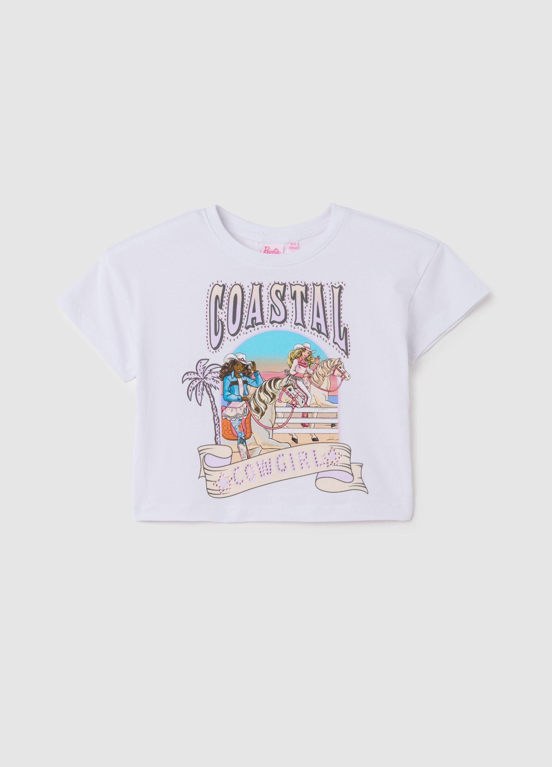 T-shirt da bambina in cotone elasticizzato bianca regular fit