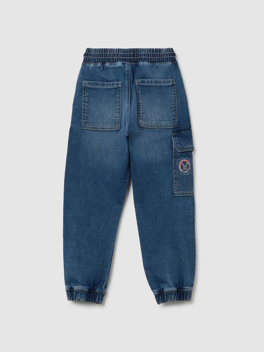 Kids' blue cotton jog denim regular fit_1