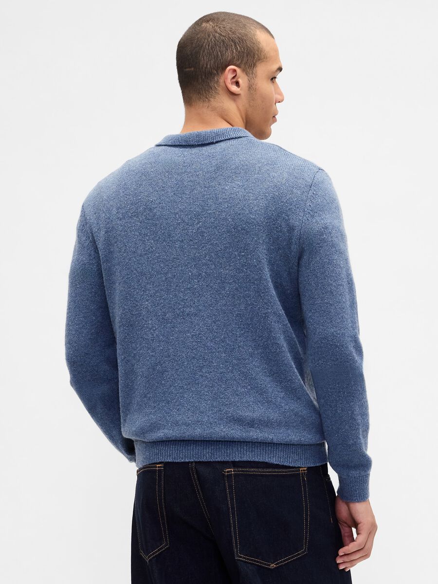 Blue wool and polyamide blend pullover_2