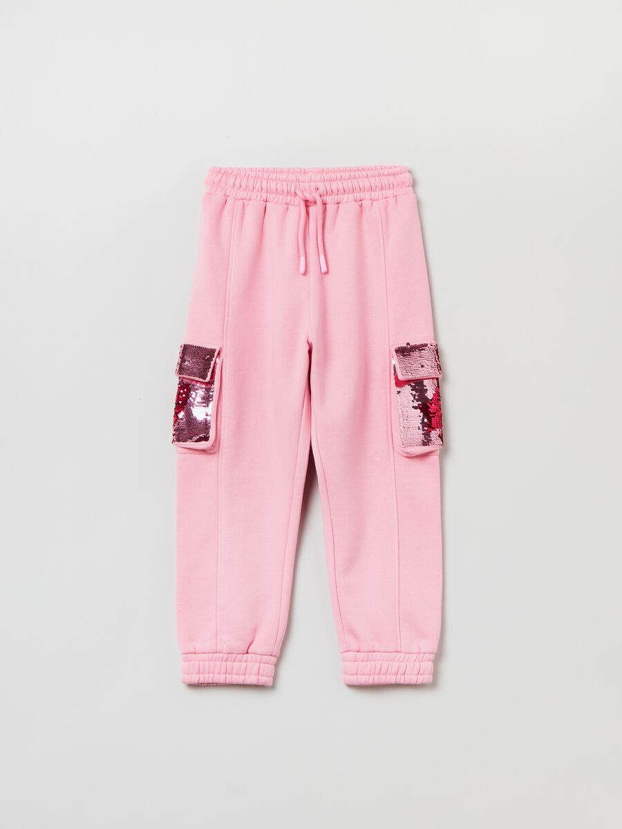 Joggers in felpa con tasche e strass_0
