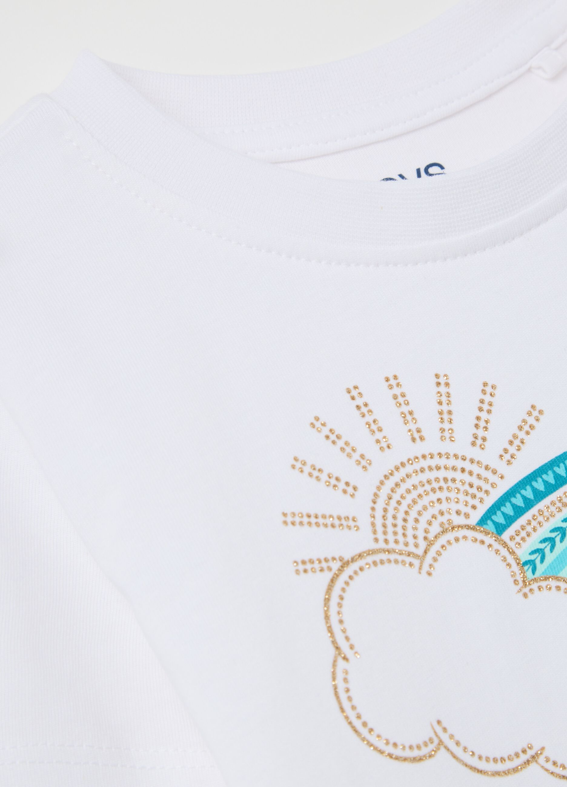 White cotton T-shirt with print
