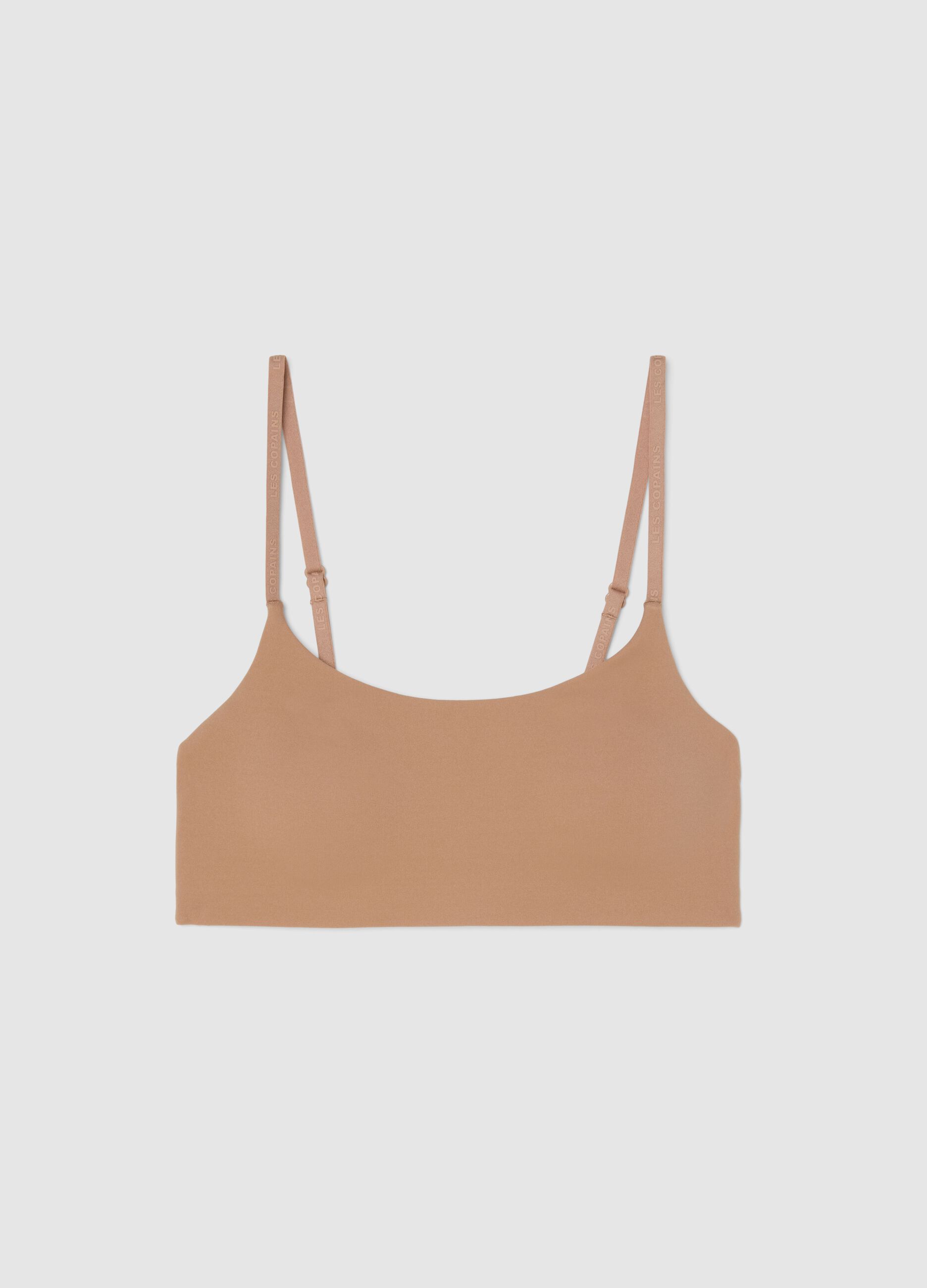 Beige bralette bra with removable padding