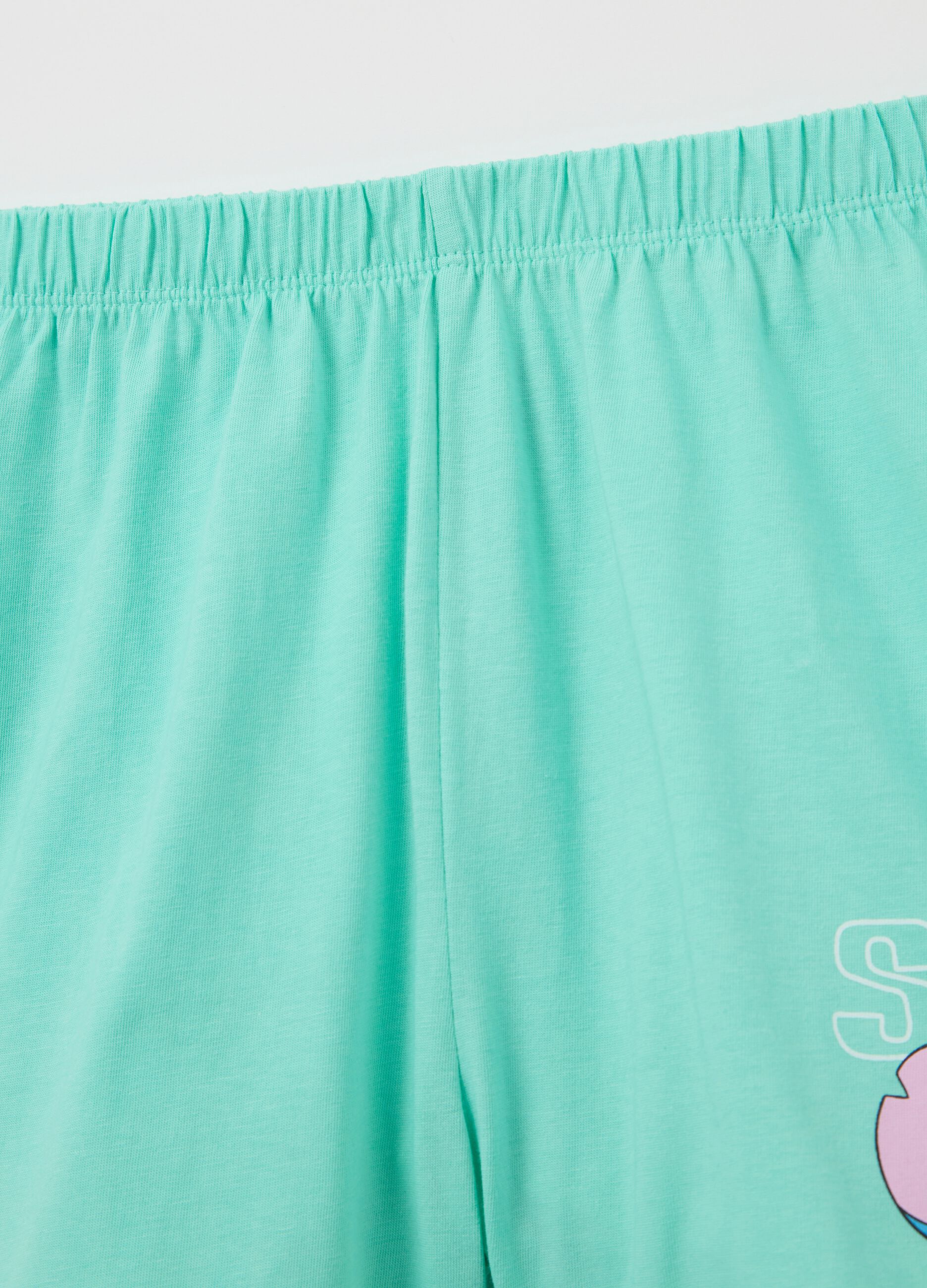 Pigiama bianco e verde in cotone con stampa Stitch