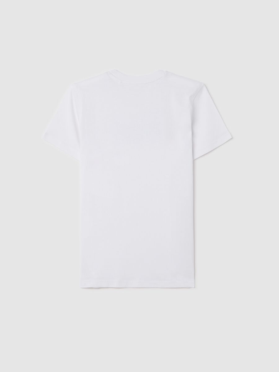White T-shirt in cotton with "Rebel" print_1