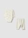 White organic cotton set with wrap-over bodysuit for baby girl_1