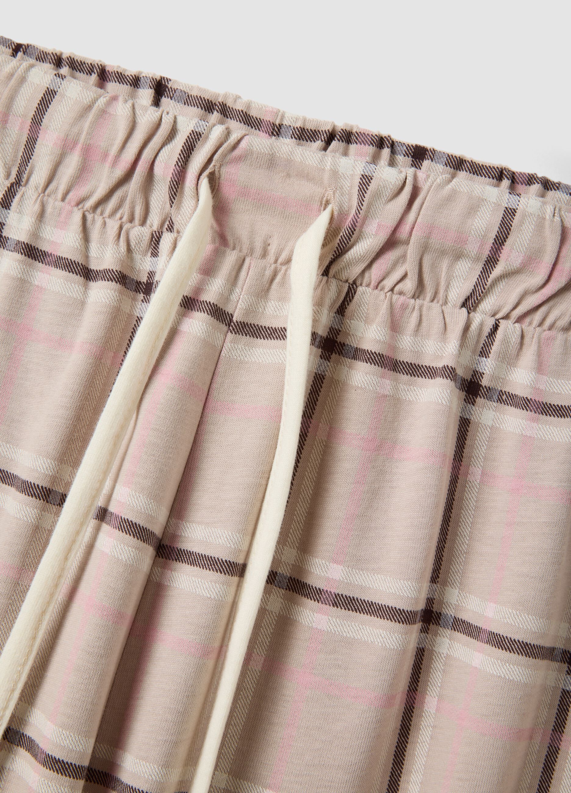 Beige pure organic cotton crew-neck pyjamas