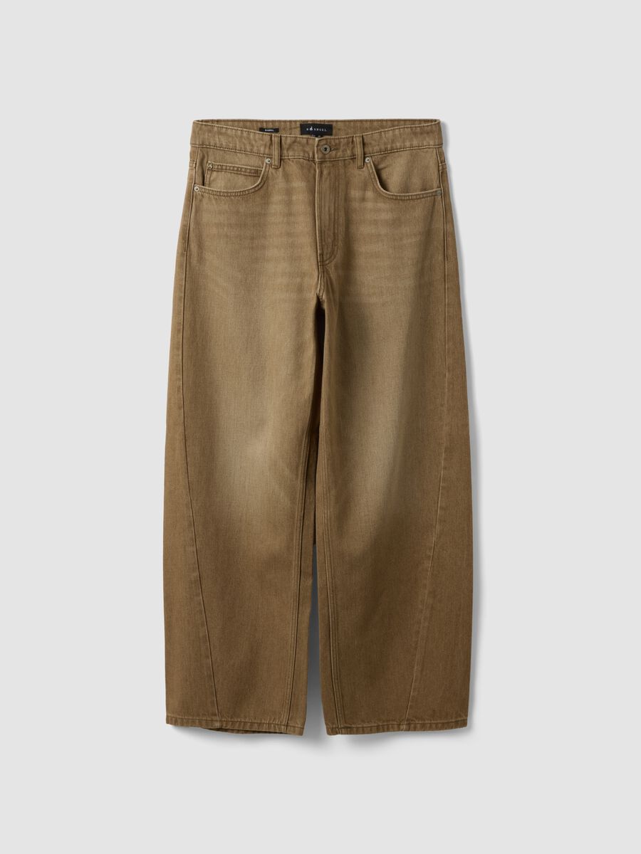 Brown pure cotton barrel-fit jeans_4