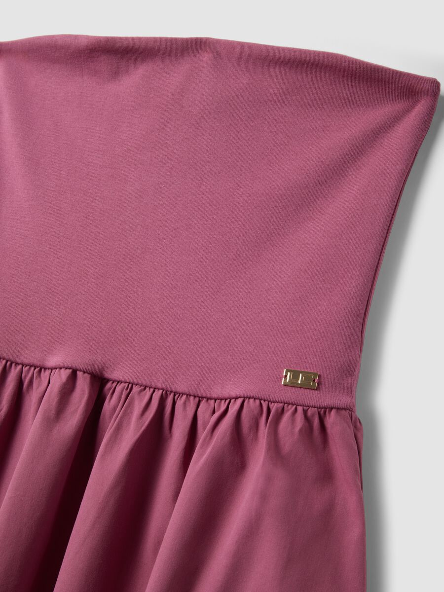 Pink strapless maxi dress in stretch cotton, regular fit_5