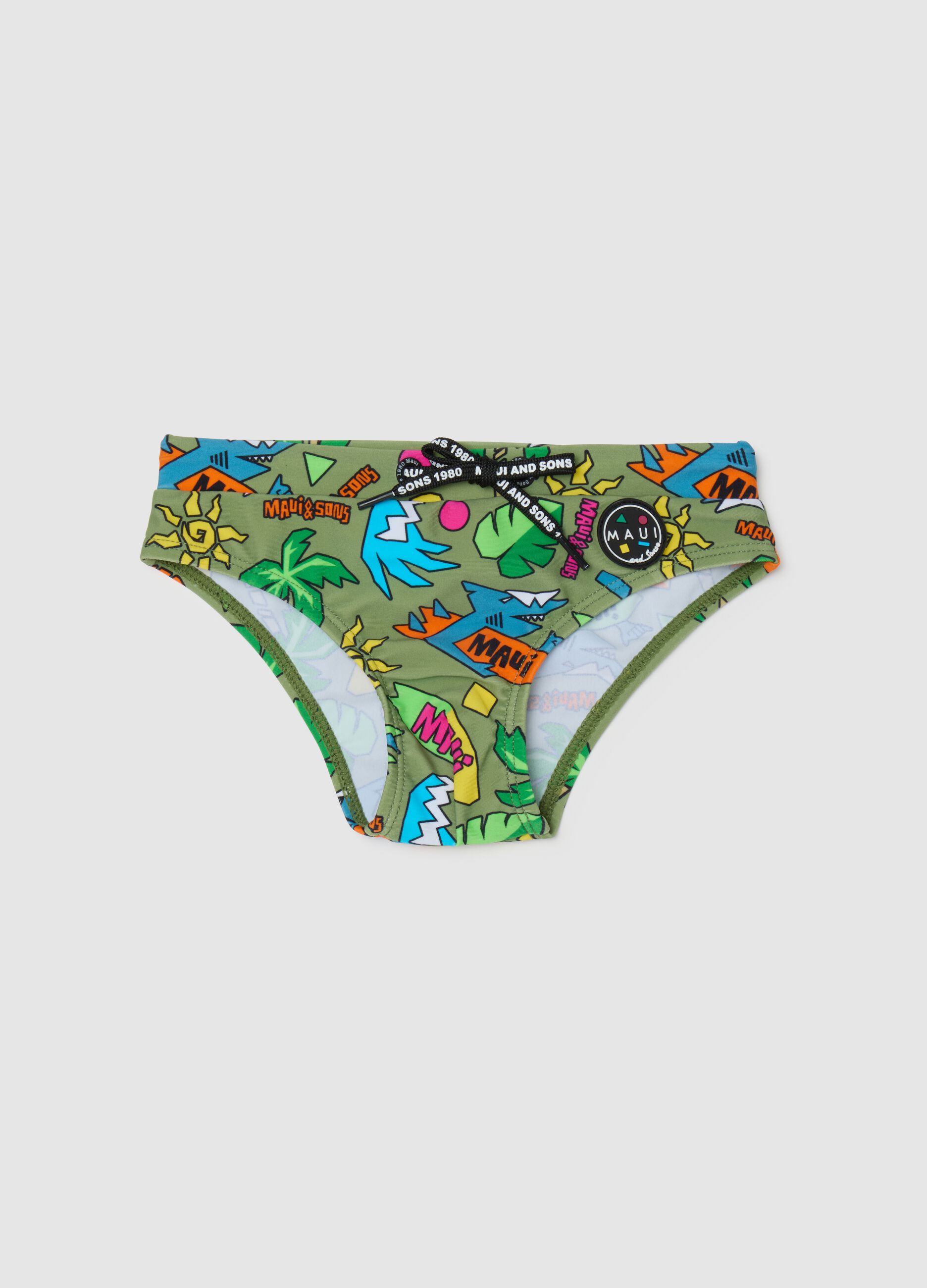 Children's multicolour stretch blend briefs with graphic print
