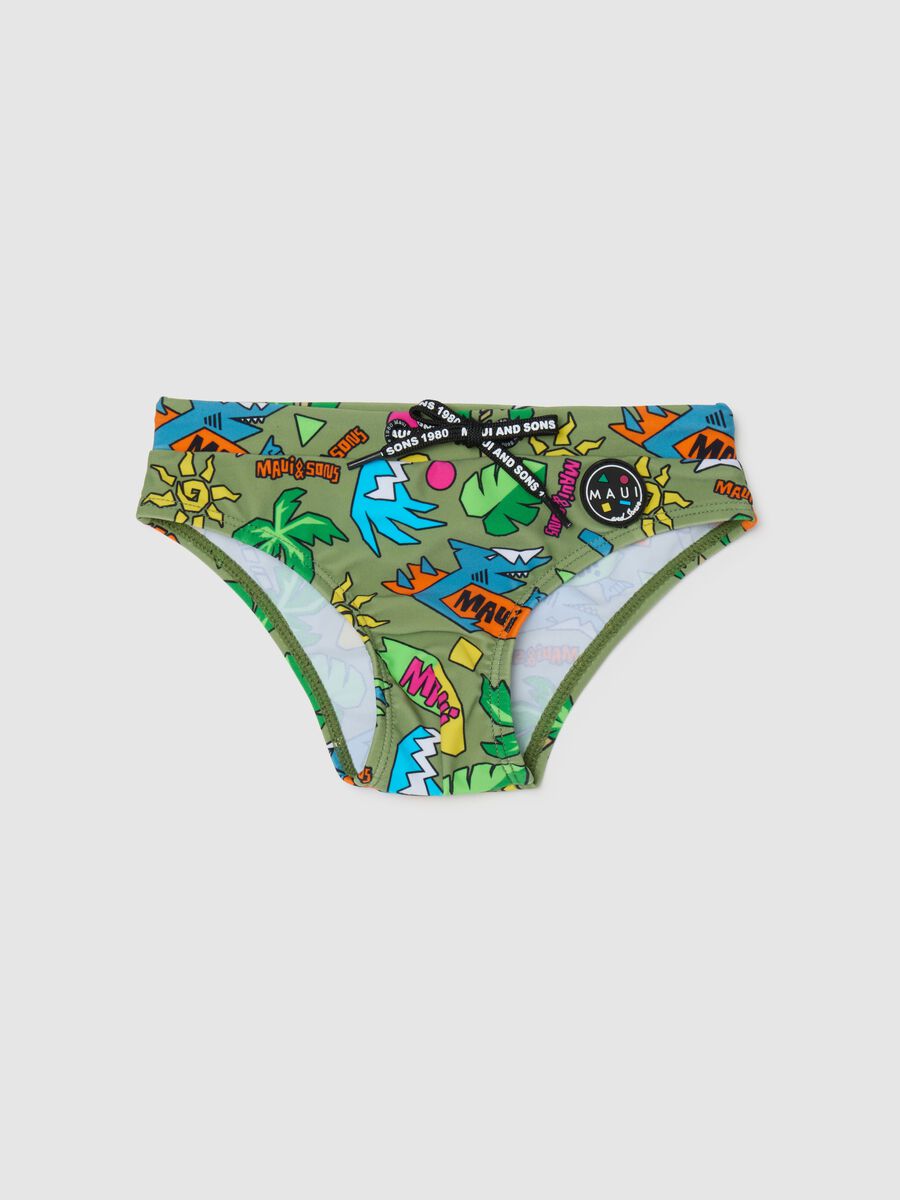 Children's multicolour stretch blend briefs with graphic print_0
