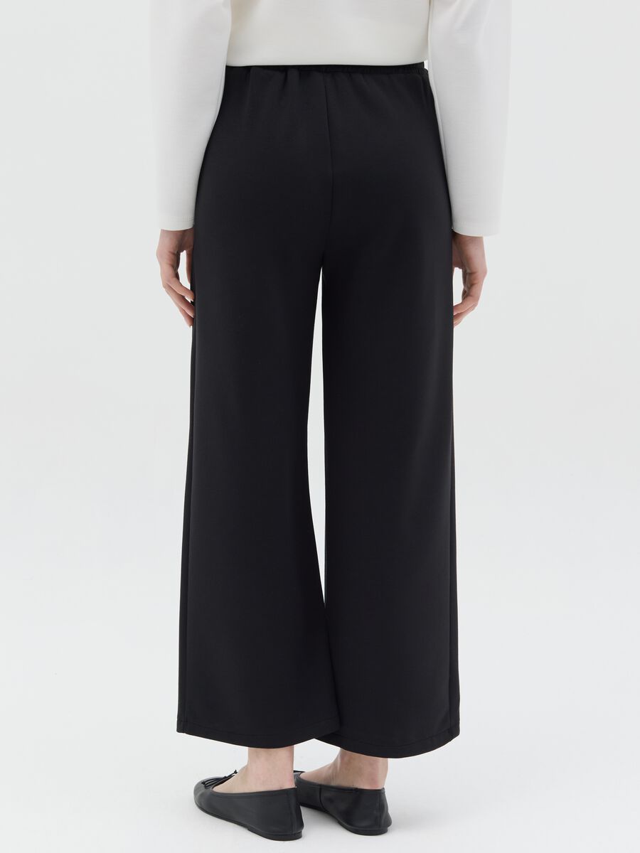 Black palazzo trousers with drawstring_3