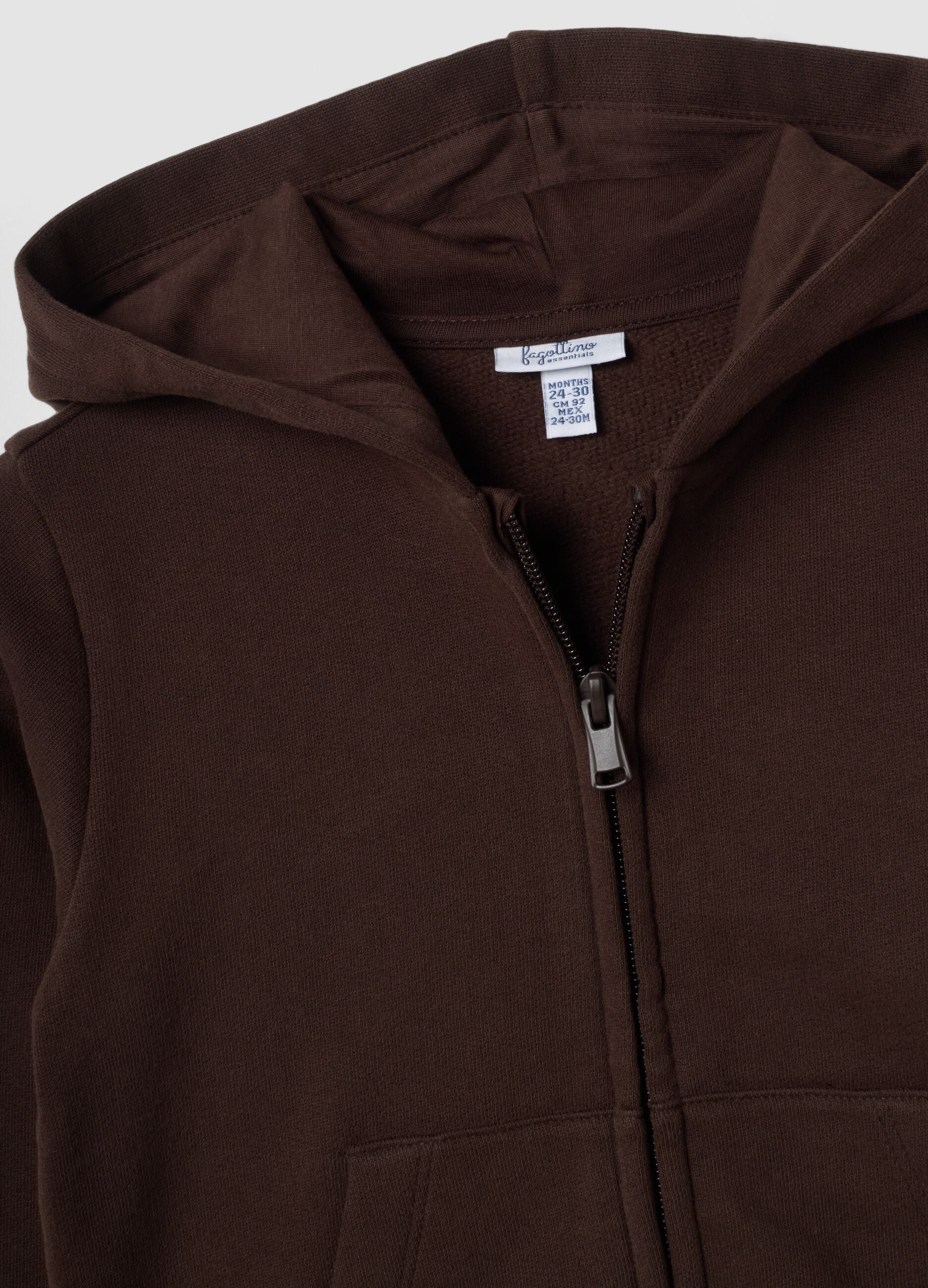 Felpa marrone con cappuccio in puro cotone organico regular fit