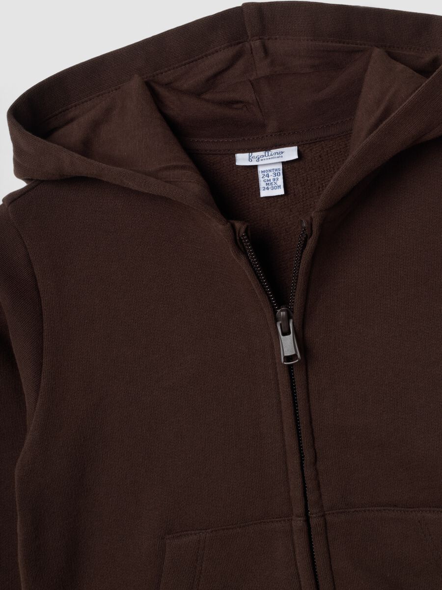 Felpa marrone con cappuccio in puro cotone organico regular fit_2