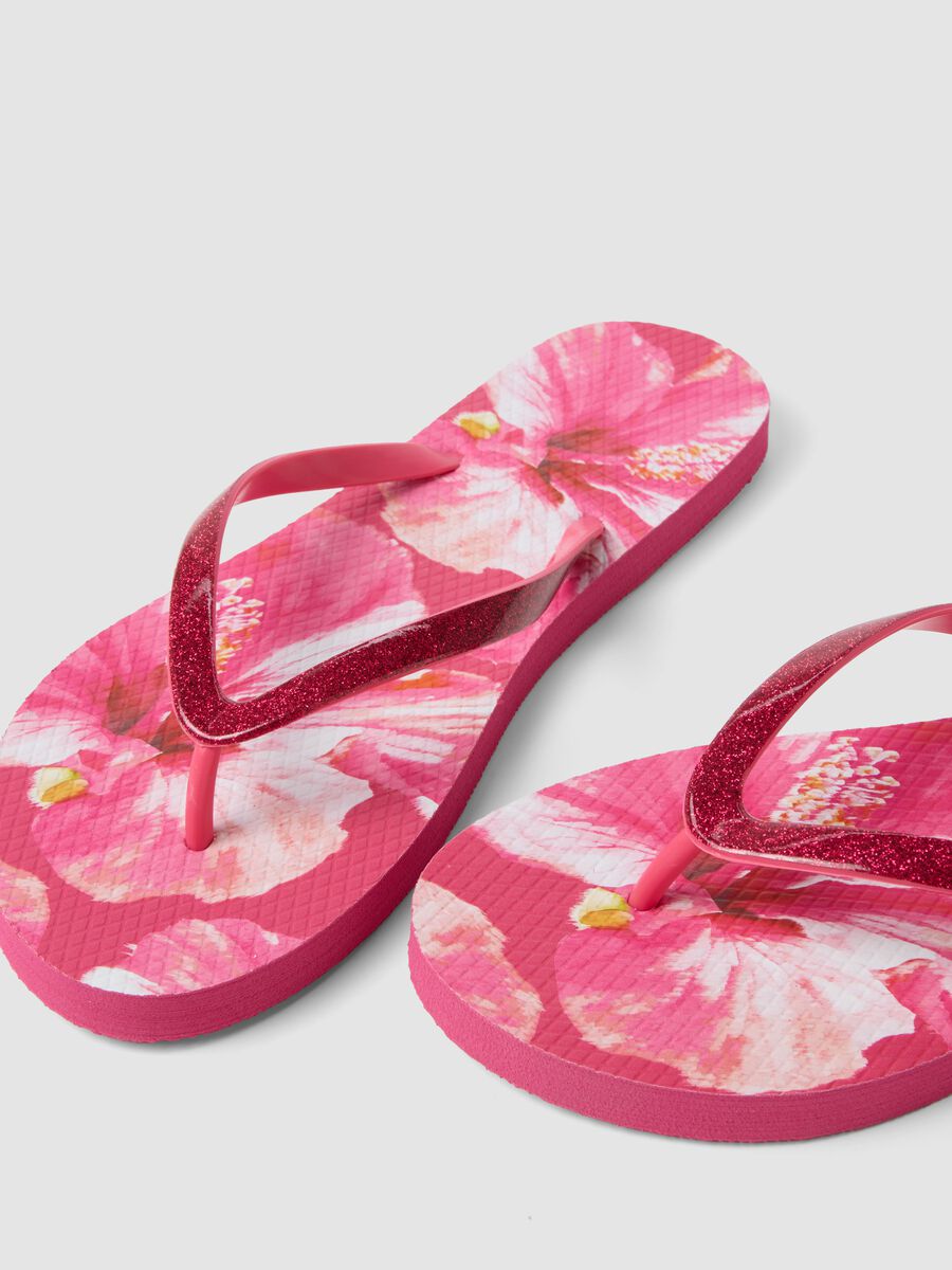 Pink floral-print flip-flops_1