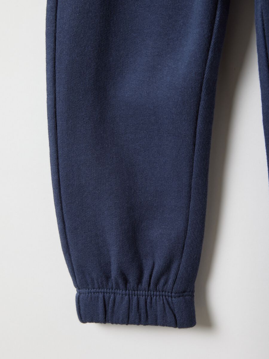 Children's blue cotton jogger trousers with regular fit_3