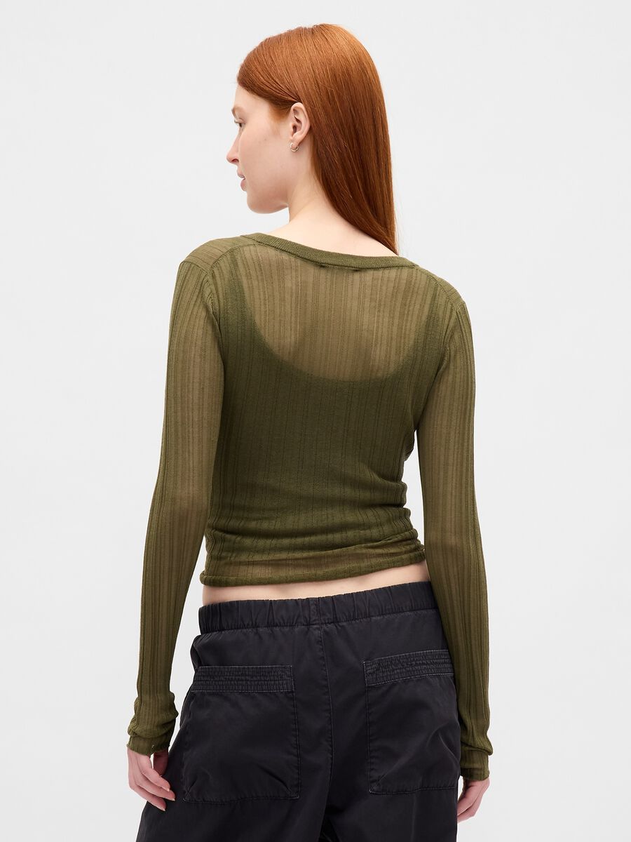 Pullover verde leggero in misto acrilico e poliammide_1