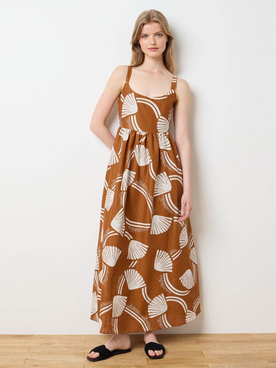 Women's Long Dress in Pure Cotton Multicolour Over_0