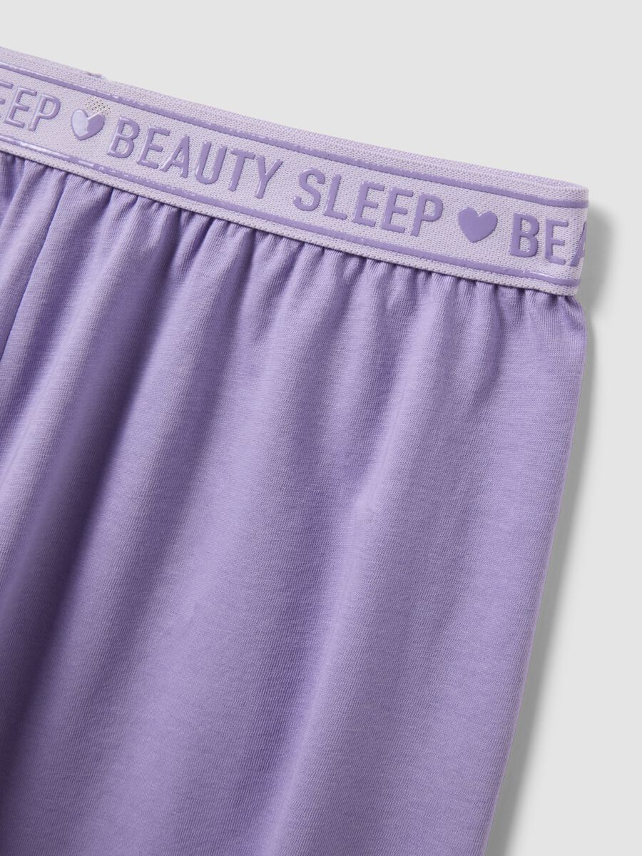 Girls&rsquo; purple short pyjamas in 100% organic cotton with slogan_3