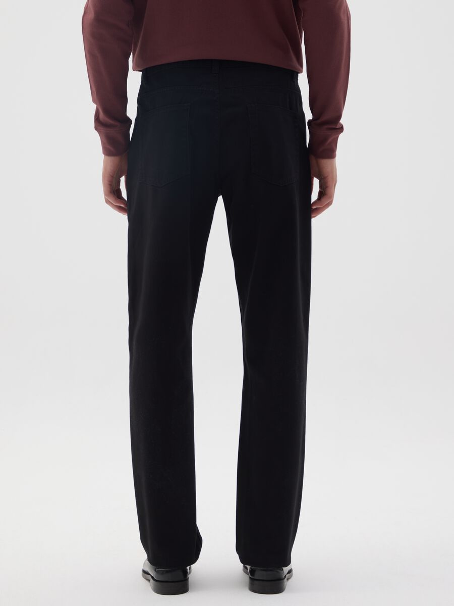 Pantaloni in puro cotone nero regular fit_3