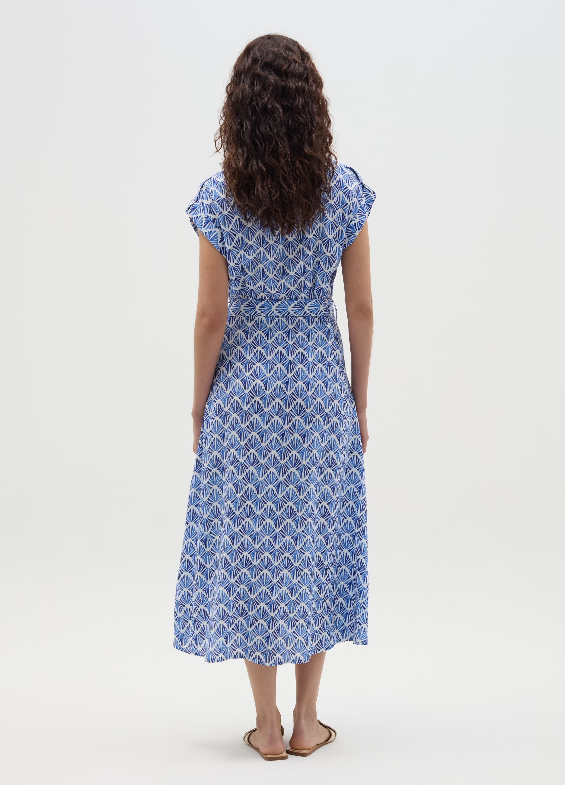 Long shirt dress with belt